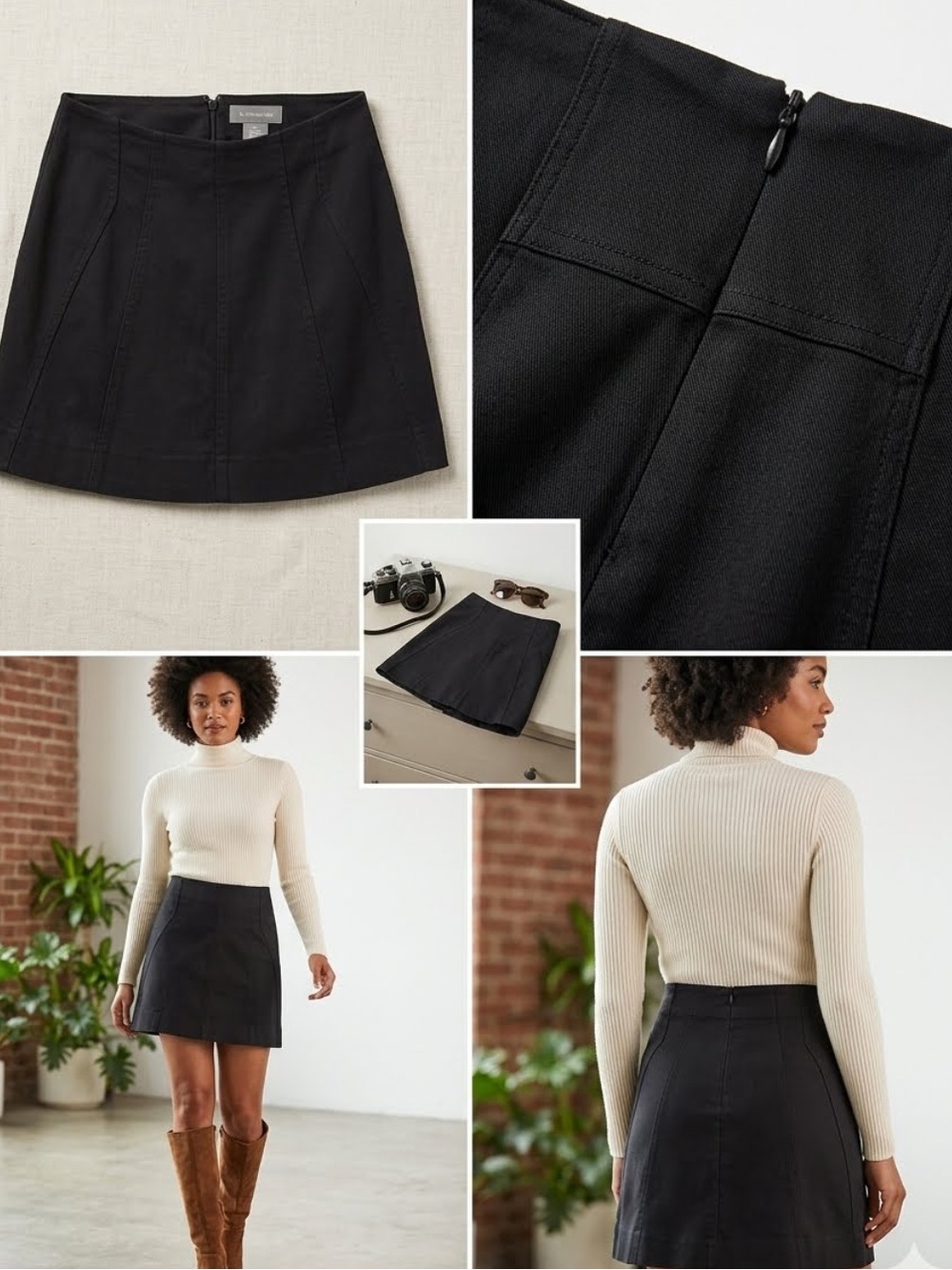Anthropologie Women’s Black A-Line Mini Skirt - wardrobe staple - size XS